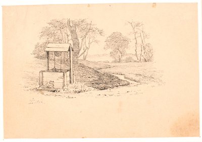 Kilden. Illustration til Kaalunds "Fabler for Børn". Se kommentar fra arkkatalog. af Johan Thomas Lundbye