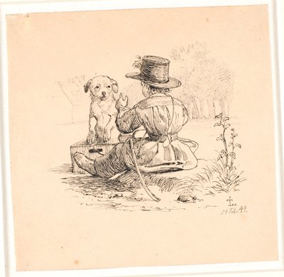 Køreturen. Illustration til Kaalunds "Fabler for Børn". Se kommentar fra arkkatalog. af Johan Thomas Lundbye