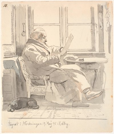 Portræt af J. Th. Lundbyes bedstefar, justitsråd og toldforvalter E. Bonnevie af Johan Thomas Lundbye
