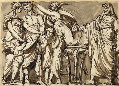 Udkast til relief med en antik bryllupsscene af Johan Tobias Sergel