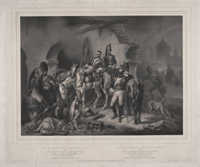 Den franske hær i Kreml i Moskva - Woelfle, Johannes (1807-1893) - 1830 - Litografi - 60,8x85,9 - Privat samling af Johan Woelfle