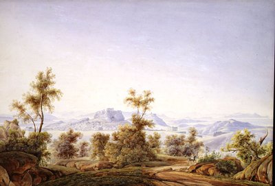 Udsigt over Athen med Parthenon i det fjerne af Johan Wolfensberger