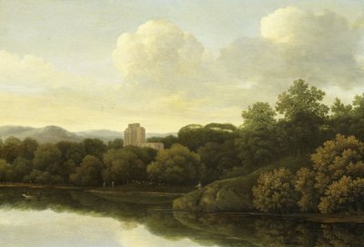 Skovklædt landskab med flod af Johan de Lagoor (attributed to)