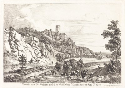 Udsigt over St. Helena og Rauhenstein Slot nær Baden af Johann Adam Klein