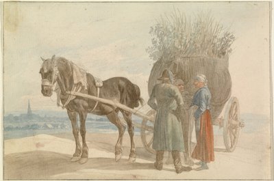 Østrigske bønder med hest og vogn, med udsigt til Wien i det fjerne af Johann Adam Klein