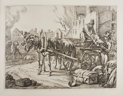 Kosakker, der plyndrer i en by af Johann Adam Klein