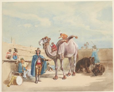 En dyretæmmer med kamel, aber, bjørne mm. af Johann Adam Klein