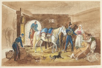 Kavalerister i en stald af Johann Adam Klein