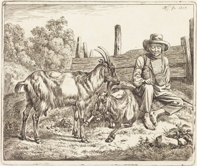 Hyrdedreng med to geder af Johann Adam Klein