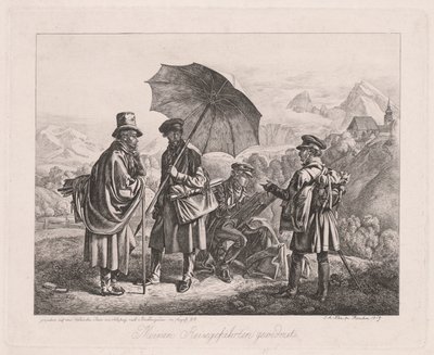 Kunstnerne på deres rejse, 1819. af Johann Adam Klein