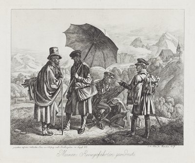 The Artists on their Journey, pub. 1819 af Johann Adam Klein