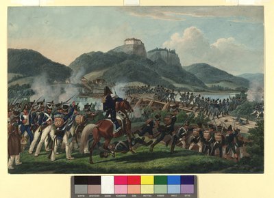 De østrigske troppers overgang under baron Hiller ved Hollenburg ved Drau den 19. september 1813 af Johann Adam Klein