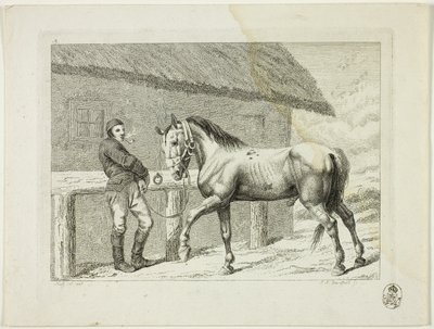 Rideskole og heste af Johann Adolph Darnstedt