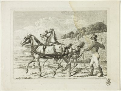 Rideskole og heste af Johann Adolph Darnstedt