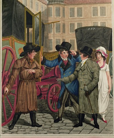 Taxachauffør og velhavende kunder, fra en række wienertyper ... af Johann Adolph Opitz