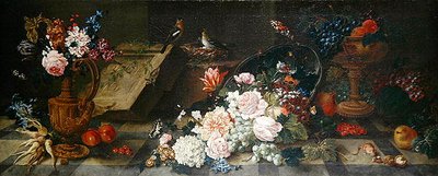 Stilleben med blomster og frugt, ca. 1785-87 (olie på lærred) af Johann Amandus Winck