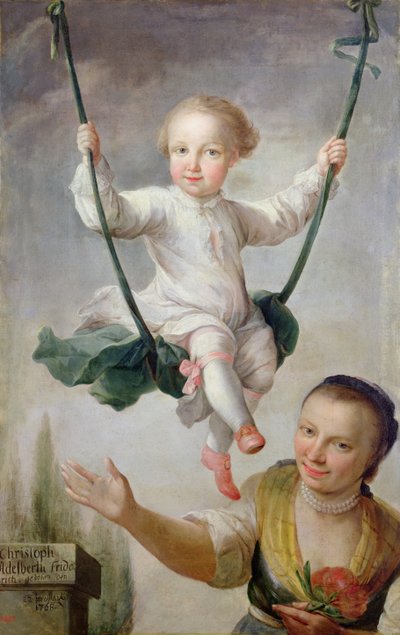 Christoph Adalbert Friedrich von Stein på en gynge, 1768 af Johann Andreas Herrlein