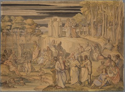 Dante i limbo, eller de gode sjæles opholdssted, men for udøbte mennesker. Her møder han oldtidens store ånder og de uskyldige børn af Johann Anton Ramboux