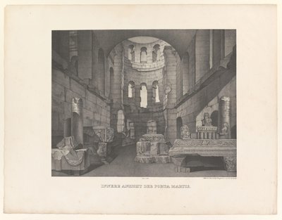 Porta Martis, set indefra Indre udsigt over Porta Martis (titel på objekt) Udsigt over oldsager og natur i nærheden af ​​Trier (serietitel) Malay Pictures Werkwürdigsten Alterthümer und vorzüglicher Naturanlagen im Moselthale bey af Johann Anton Ramboux