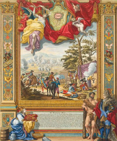 Belejring af Mons af de allierede tropper i 1709, begyndelsen af det 18. århundrede. af Johann August Corvinus
