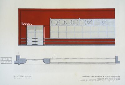 Boucherie Isothermique a Vitrine Refrigeree, L Savreux, Boutiques, Henry Delacroix, Editions S De Bonadona, Paris, slutningen af ​​1920