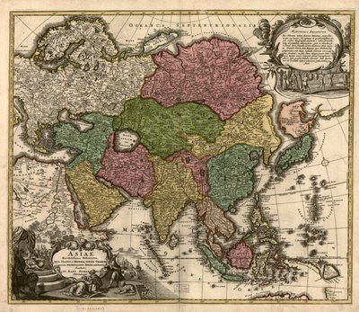 Asiae recentissima delineatio, qua status et imperia totius orientis unacum orientalibus indiis exhibentur LOC 2007627524 af Johann Baptist Homann