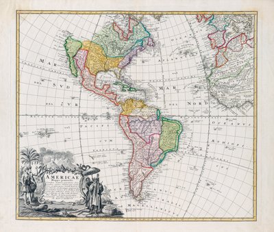 Kort over Amerika, Kort over Amerika af Johann Baptista Homann