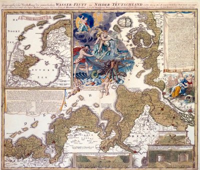 Kort over julefloden i 1717 af Johann Baptista Homann
