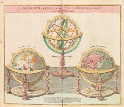 Globerne fra hele verdens store atlas, 1725. af Johann Baptista Homann