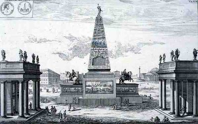 Obelisk dedikeret til Marcus Aurelius Antoninus (161-80) og Lucius Aurelius Verus (161-69), Grækenland, fra "Entwurf einer historischen Architektur af Johann Bernhard (after) Fischer von Erlach