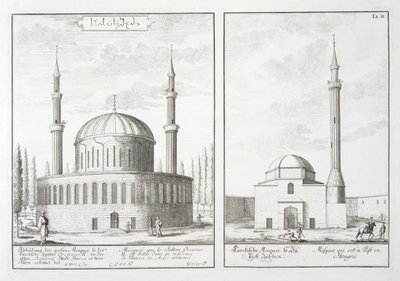Udsigt over en moske i Bursa og en moske i Ungarn, fra 