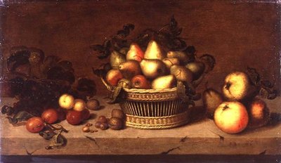 Stilleben med frugt i en kurv (panel) af Johann Bouman