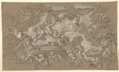 Harpierne angriber Aeneas og hans ledsagere af Johann Carl Loth