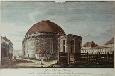 St. Hedwig, katedralen, Berlin (håndkoloreret gravering) af Johann Carl Wilhelm Rosenberg