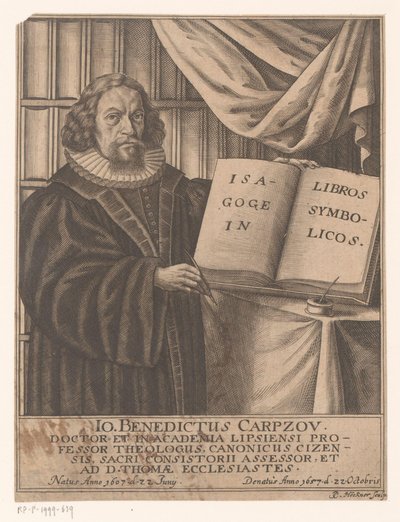 Portræt af Johann Benedict Carpzov af Johann Caspar Hoeckner
