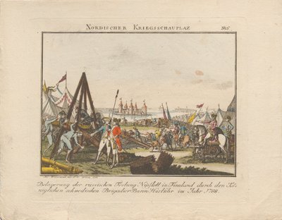 Belejring af den russiske fæstning Nyslott i Finland, 1788. af Johann Caspar Weinrauch
