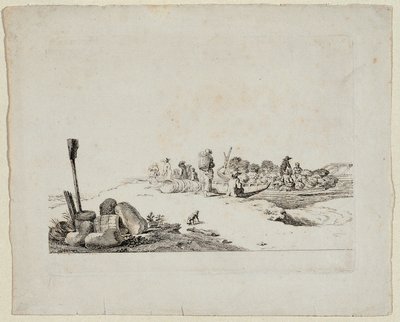 Landskab med folk på landet af Johann Christian Brand