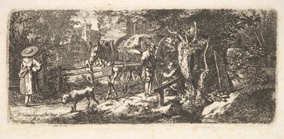 Alms given by a cart driver, 1814. dani af Johann Christian Erhard