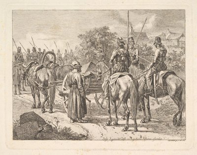 Kosakker, der eskorterer Regimental Cassone, 1815. af Johann Christian Erhard