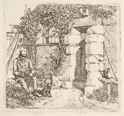 Den gamle mand og hans pommerske hund, 1817. af Johann Christian Erhard