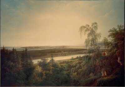 Elbelandskab med udsigt over Dresden af Johann Christian Klengel