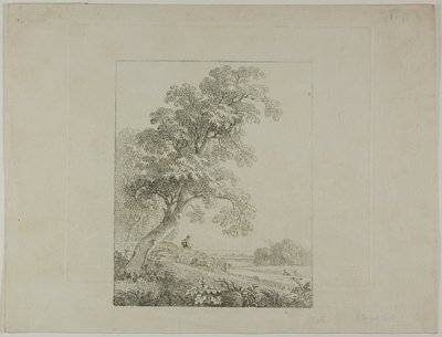 Landskab med et stort træ af Johann Christian Klengel