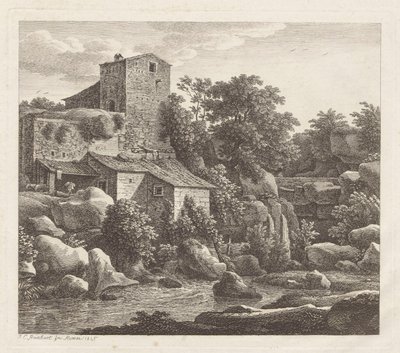 Et hus ved en bjergbæk af Johann Christian Reinhart