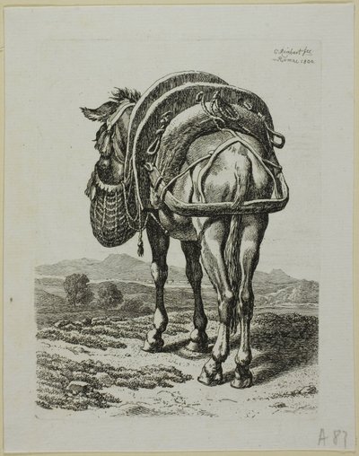 Feeding Mule - Rear, fra Die Zweite Thier Folge af Johann Christian Reinhart