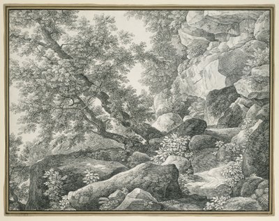 Klippelandskab med træer af Johann Christian Reinhart