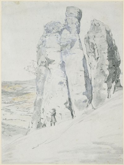 Klippeformationen »Munk og nonne« ved Eisenach i Thüringen af Johann Christian Reinhart