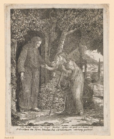 Illustration til A.G. Bürgers ballade »Broder Graurock og pilgrimmen« af Johann Christian Reinhart