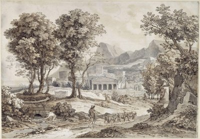 Klassisk landskab med Leonidas-monumentet af Johann Christian Reinhart