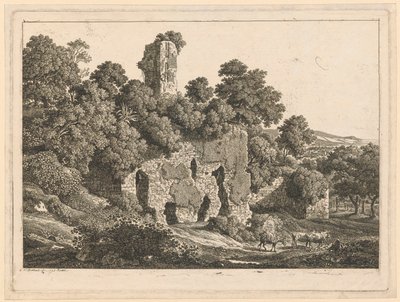 Landskab - Ruinerne af Ventidio Bassos villa i Tivoli af Johann Christian Reinhart