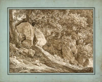 Rocky Landscape with Pan Playing His Flutedani af Johann Christian Reinhart